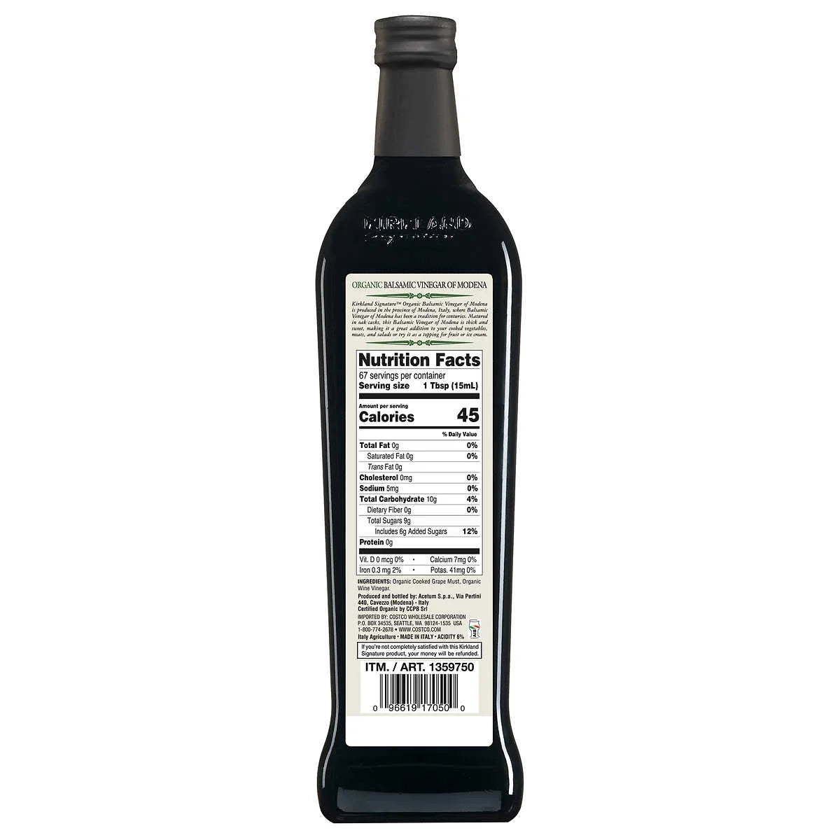 Kirkland Signature Organic Balsamic Vinegar, 1 L