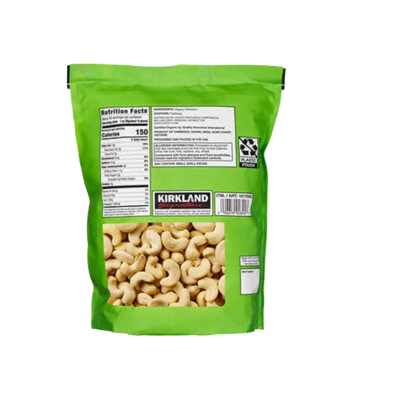 Kirkland Signature Organic Whole Cashews, Unsalted, Unroasted, 40 oz