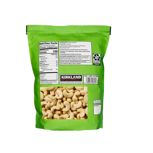 Kirkland Signature Organic Whole Cashews, Unsalted, Unroasted, 40 oz