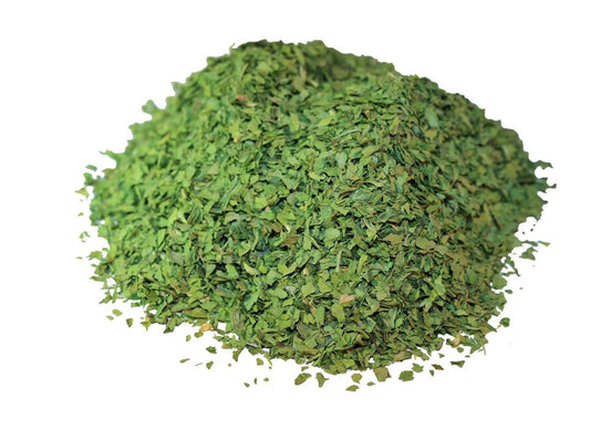 Bright green flakes of fenugreek leaves