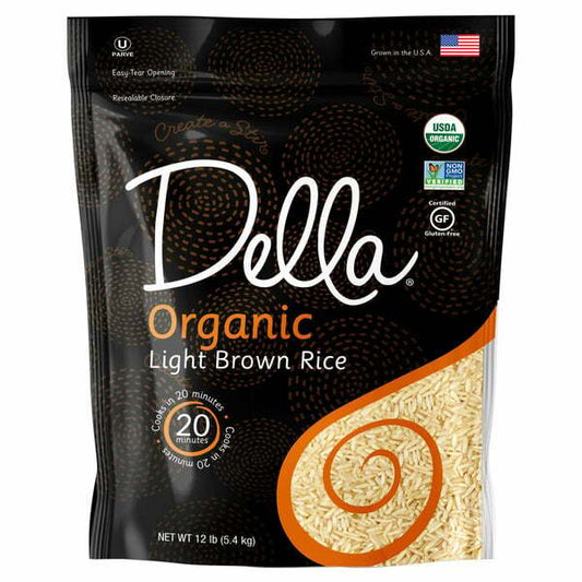 Della Organic Light Brown Rice, 12 lbs