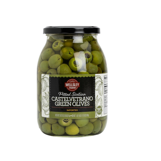 Wellsley Farms Castlevetrano Pitted Sicilian Green Olives, 35 oz
