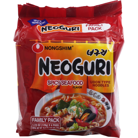 Nongshim Noodles, Udon Type, Spicy Seafood Flavor, Neoguri, Family Pack, Packx