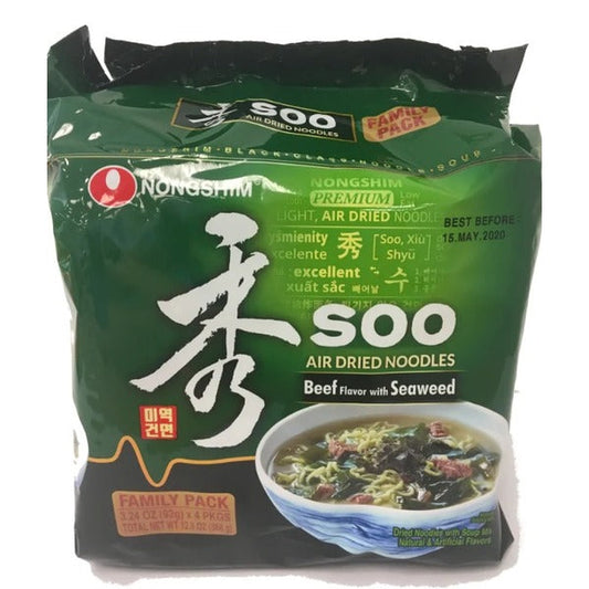 Nongshim Beef Flavor With Seaweed Soo Air Dried Noodles With Soup Mix