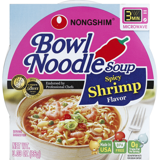 Nongshim Noodle Soup, Bowl, Spicy Shrimp Flavor