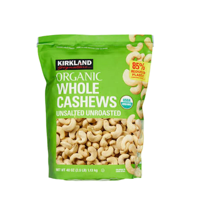 Kirkland Signature Organic Whole Cashews, Unsalted, Unroasted, 40 oz
