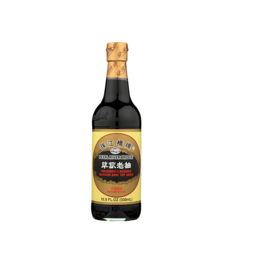 Pearl River Bridge Soy Sauce, Superior Dark, Mushroom Flavored 16.9 oz